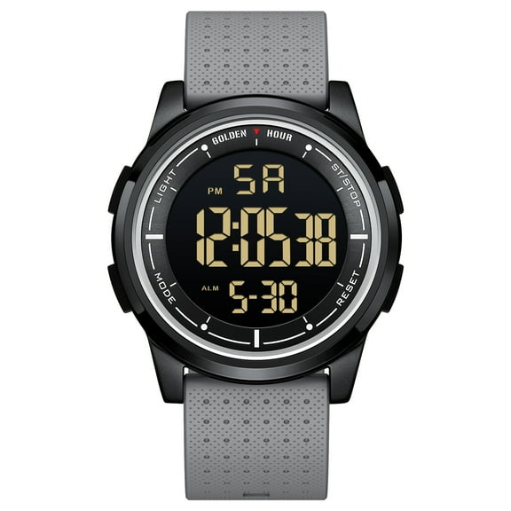 GOLDEN HOUR Ultra-Thin Minimalist Sports Waterproof Digital Watches Men with Wide-Angle Display Rubber Strap Wrist Watch for Men Women