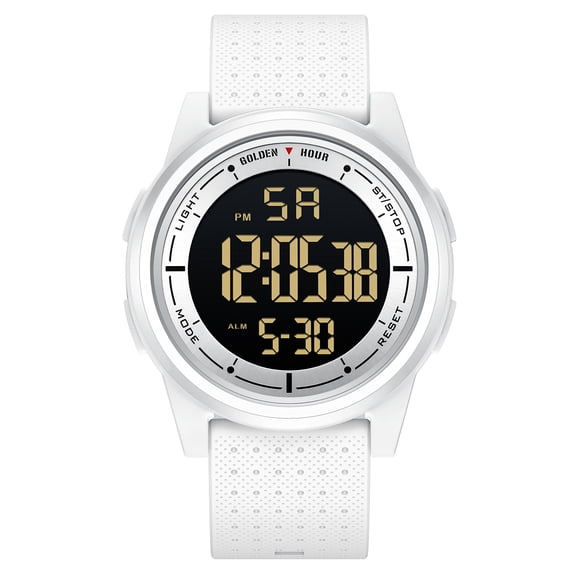 GOLDEN HOUR Ultra-Thin Minimalist Sports Waterproof Digital Watches Men with Wide-Angle Display Rubber Strap Wrist Watch for Men Women