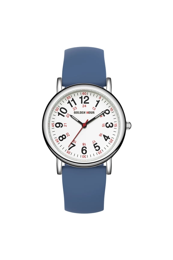 Waterproof Nurse Watch for Medical Professionals, Students Women Men - Military Time Luminouse Easy Read Dial, 24 Hour with Second Hand, Colorful Silicone Band