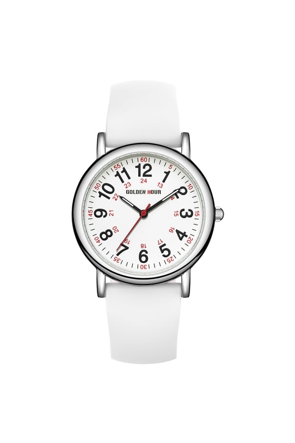 Waterproof Nurse Watch for Medical Professionals, Students Women Men - Military Time Luminouse Easy Read Dial, 24 Hour with Second Hand, Colorful Silicone Band