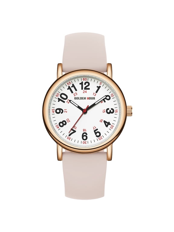 Waterproof Nurse Watch for Medical Professionals, Students Women Men - Military Time Luminouse Easy Read Dial, 24 Hour with Second Hand, Colorful Silicone Band