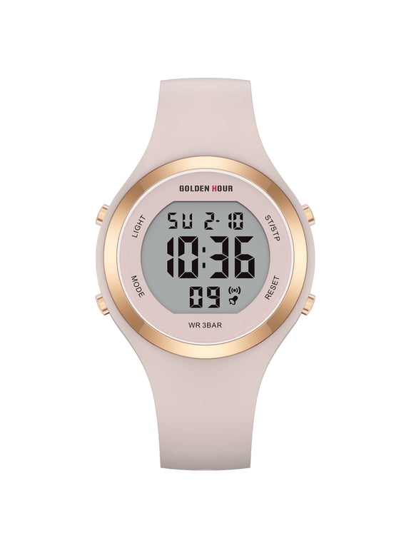 Waterproof Sport Women's Digital Chronograph Silicone Strap Watch