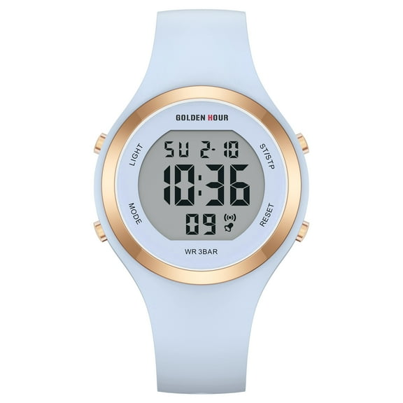 GOLDEN HOUR Waterproof Sport Women's Digital Chronograph Silicone Strap Watch