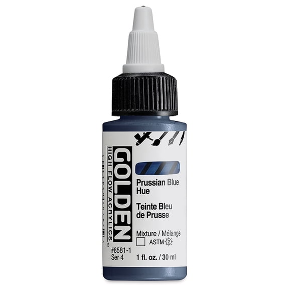 GOLDEN High Flow Acrylics, Prussian Blue Hue, 1 fl. oz. / 30 ml Bottle