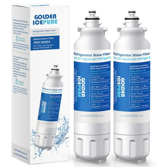 GOLDEN ICEPURE ADQ73613401 Refrigerator Water Filter Replacement for LG LT800P, RWF3500A, 469490, WS620A, LSC22991ST, LSXS26366S, ADQ73613401, LSXS26366D, LUPXS3186N, LSXS26386S LMXS30776D, 2Pack
