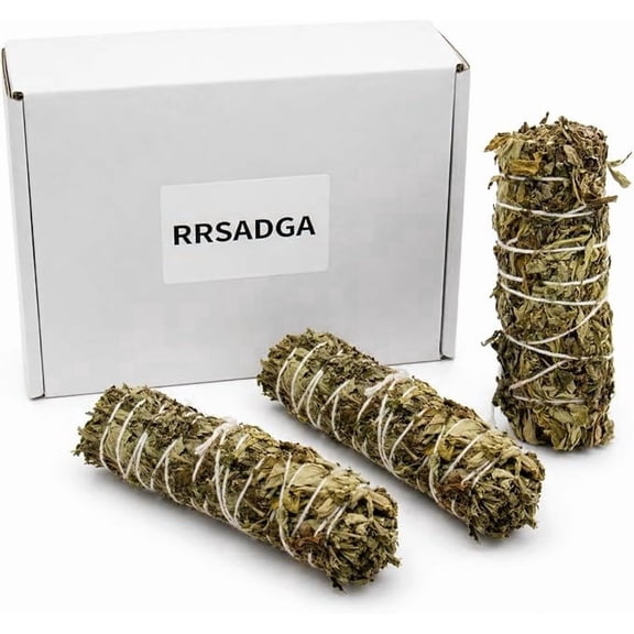 GOLDEN- Mugwort Smudge Sticks  4-Inch Three Pack | Natural Mugwort Bundles for Meditation, Rituals, Space Cleansing, and Atmosphere Enhancement