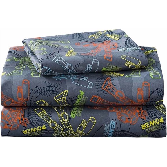 GOLDEN- Softan Kids Twin Microfiber Sheet Set 3 Piece Robot Print