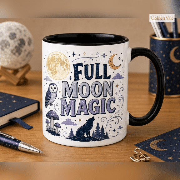 GOLDEN VALE Full Moon Magic Mug Celestial Night Sky