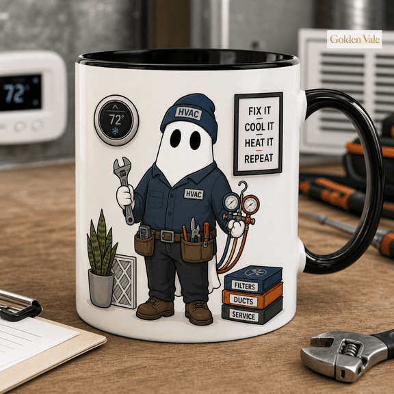 GOLDEN VALE Funny Mug Ghost HVAC Technician Work Break Gift