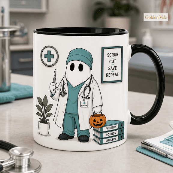 GOLDEN VALE Funny Mug Ghost Surgeon Coffee Cup for Work