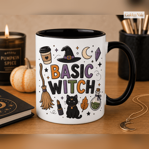 GOLDEN VALE Playful Mug Basic Witch Halloween Coffee Cup
