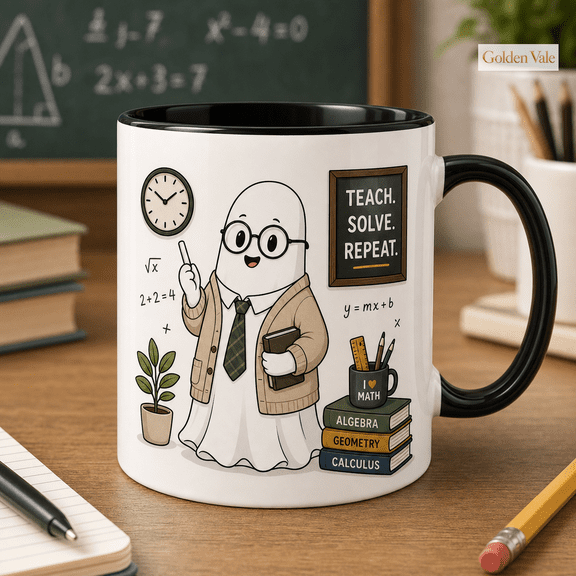 GOLDEN VALE Playful Mug Ghost Math Teacher Coffee Cup