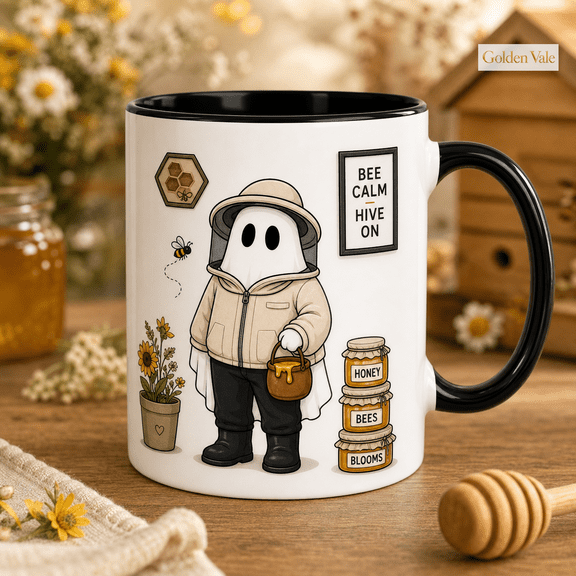 GOLDEN VALE Whimsical Mug Bee Calm Hive On Ghost Beekeeper