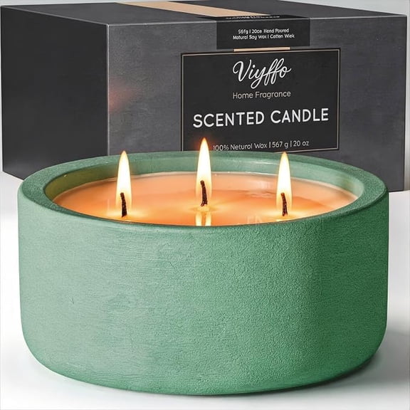 GOLDEN- Wick 20oz Large Green Scented Candle Pine & Cinnamon, Non Toxic Soy Candle for Women & Men, Matte Ceramic Jar, Perfect Fragrance, Elegant Dcor & Premium Gift