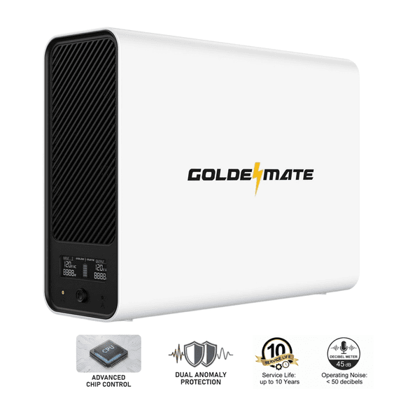 GOLDENMATE 1000VA/800W Lithium UPS Battery Backup and Surge Protector, Backup Battery Power Supply with LiFePO4 Batteries(230.4 Wh), Sinewave UPS System, 10 Years Lifespan, 8 Outlets, LCD Display