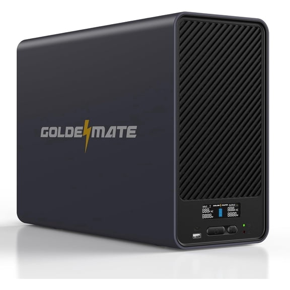 GOLDENMATE 1500VA/1000W Lithium UPS Battery Backup and Surge Protector, Backup Battery Power Supply with LiFePO4 Batteries(296Wh), AVR, Line Interactive Sinewave UPS System, 8 Ports, LCD Screen, Gray