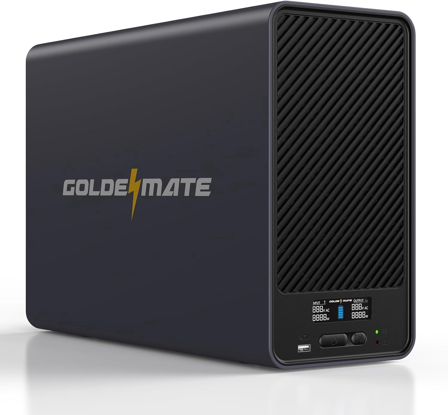 GOLDENMATE 1500VA/1200W Lithium UPS Battery Backup and Surge Protector, Backup Battery Power Supply with LiFePO4 Batteries(296Wh), AVR, Line Interactive Sinewave UPS System, 8 Ports, LCD Screen, Gray