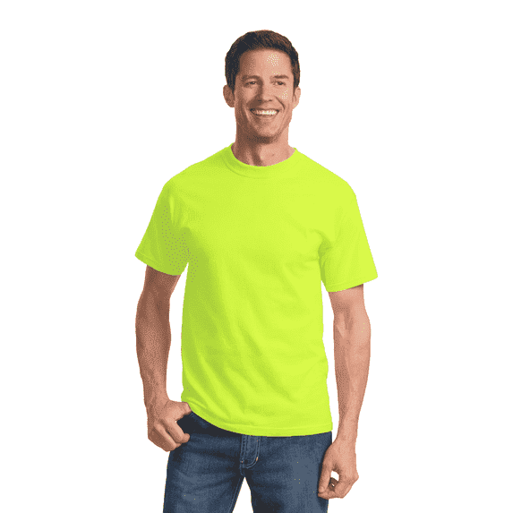 GOLDENROW High Visibility Safety T-Shirt for Men Hi Vis Short Sleeve Work Shirt 50 Cotton/50 Polyester, Safety Green, 2XL