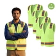 thumbnail image 1 of GOLDENROW High Visibility Safety Vest for Men, Neon Yellow Multi-Pocket Workwear, 4 Pack, M, 1 of 5