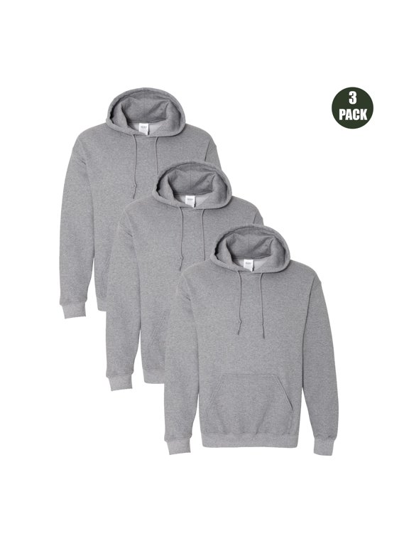 Men Heavy Blend Hooded Sweatshirt, 3-Pack Long Sleeve Stylish Hoodie, Graphite Heather L