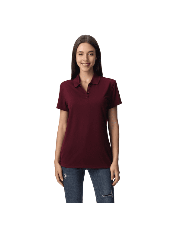 Pure Dry Fit Poly Polo shirt, Women's Short Sleeve 100% polyester polos,Maroon, XL