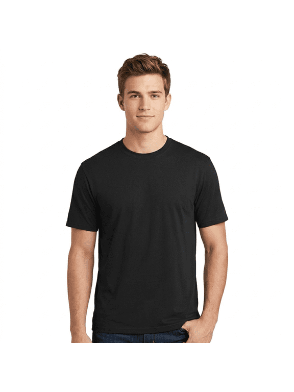 Pure Dry Fit Poly T-Shirt, Men's Short Sleeve 100% Polyester Tee, Black, S