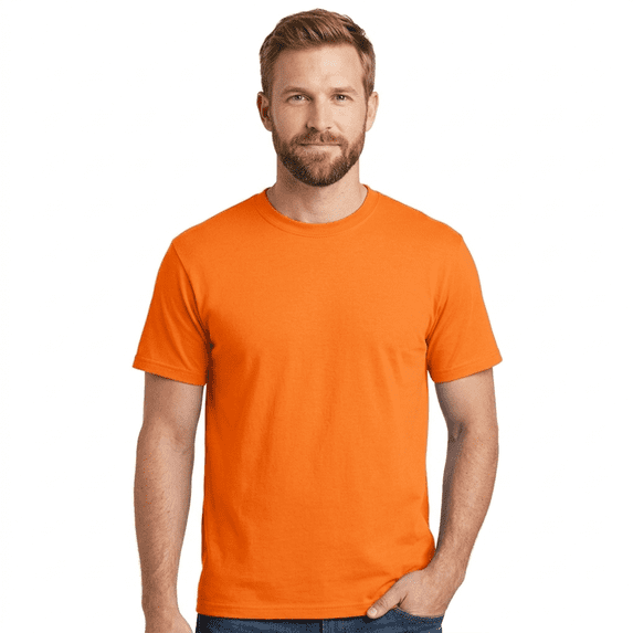 GOLDENROW Pure Dry Fit Poly T-Shirt, Men's Short Sleeve 100% Polyester Tee, Neon Orange, M