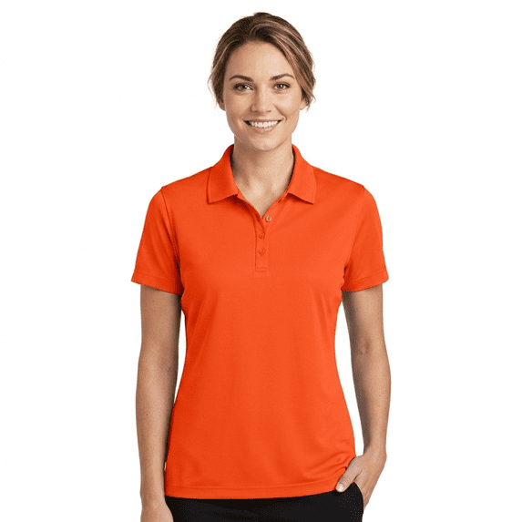 GOLDENROW Women High Performance Pure Dry Fit Poly Polo Shirt, Durable Casual Golf Shirt, Orange, 6XL