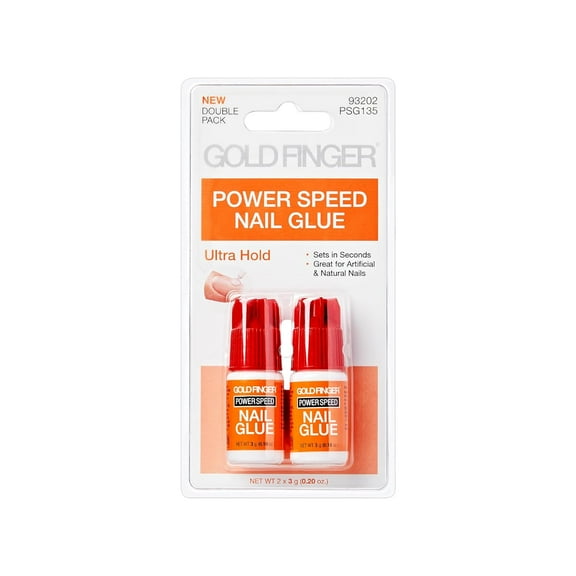 GOLDFINGER Power Speed Nail Glue (2pcs), Ultra Hold, Precision Tip Nozzle Nail Adhesive, Quick & Fast Set in Seconds, Perfect for Bond & Repair Artificial & Natural Nails