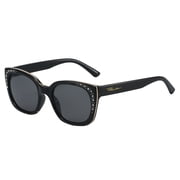 Piranha Eyewear Goldie Black Triplet Cateye Rhinestone Sunglasses for Women with Smoke Lenses