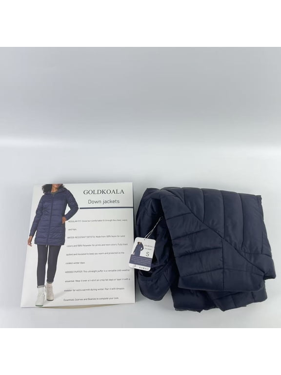 Down jackets,Women's Lightweight Full-Zip Water-Resistant Hooded Puffer Coat - S