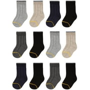 GOLDTOE Baby and Toddler Boy Crew Dress Socks, 12-Pack, Sizes 12M-5T