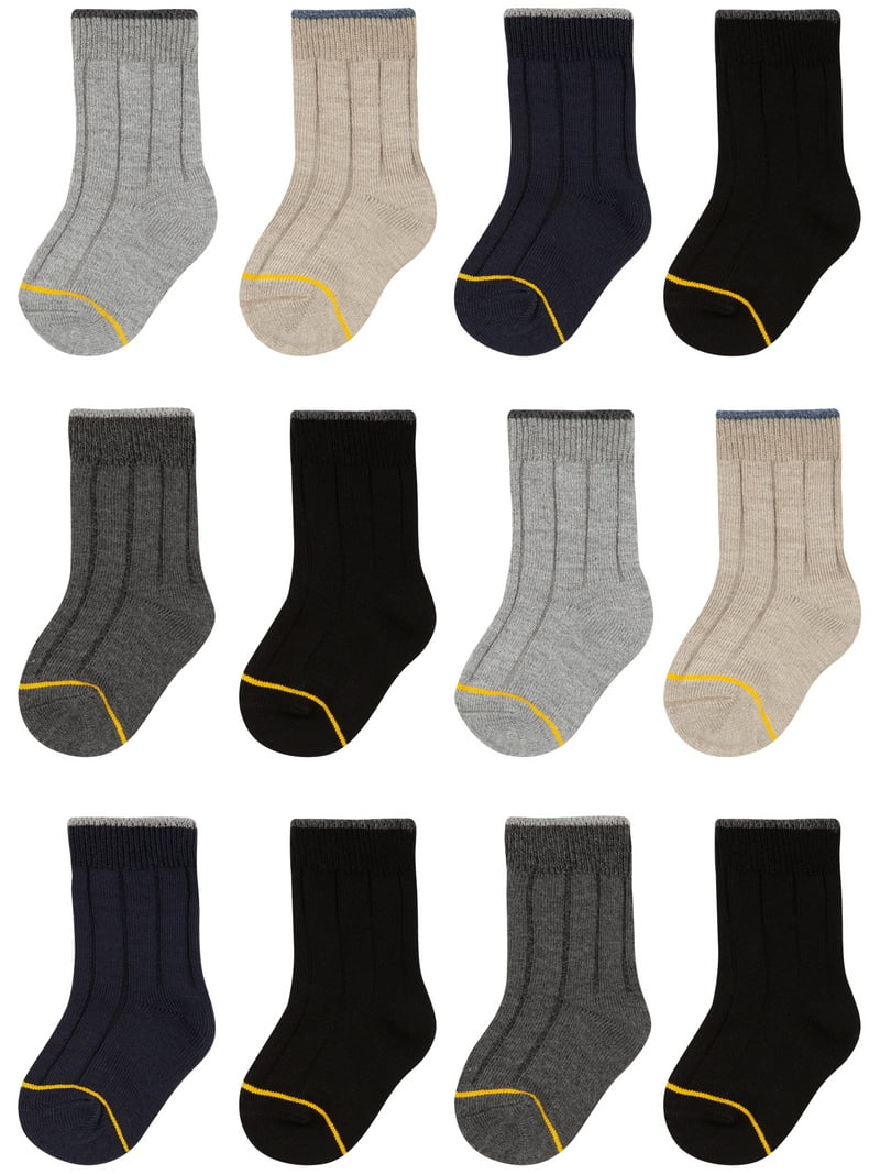 GOLDTOE Baby and Toddler Boy Crew Dress Socks, 12-Pack, Sizes 12M-5T GOLDTOE Baby and Toddler Boy Crew Dress Socks, 12-Pack, Sizes 12M-5T