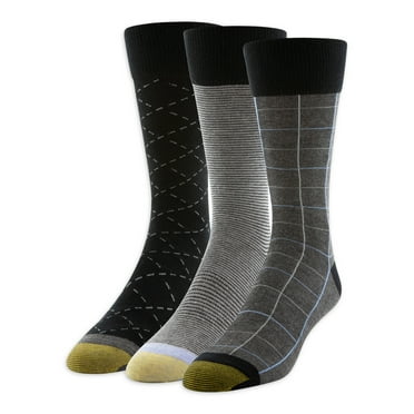GOLDTOE Edition Mens Dress Windowpane Crew Socks, 3-Pack