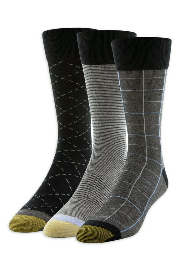 Edition Mens Dress Windowpane Crew Socks, 3-Pack