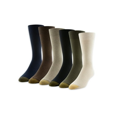 GOLDTOE Edition Men's Casual Ribbed Crew Socks, 6-Pack