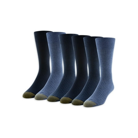 GOLDTOE Edition Men's Casual Ribbed Crew Socks, 6-Pack