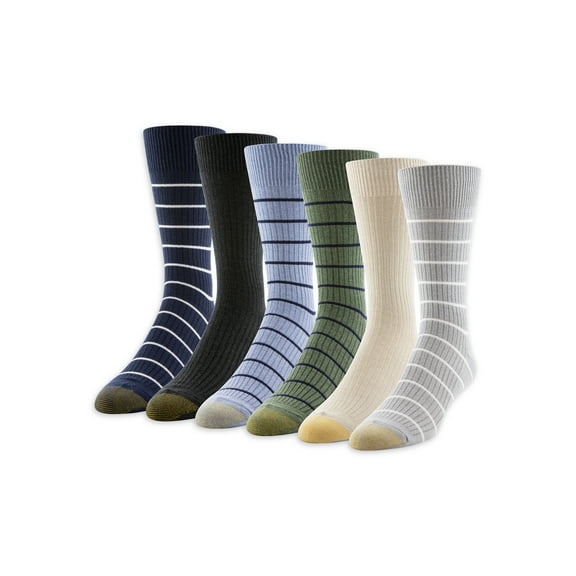 GOLDTOE Edition Men's Casual Ribbed Crew Socks, 6-Pack