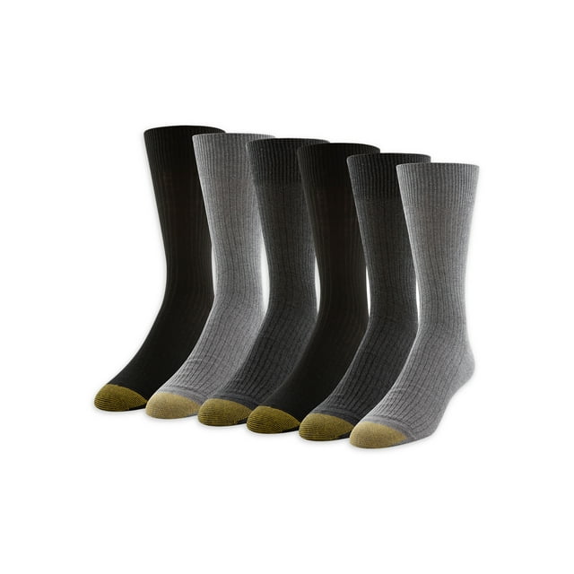 GOLDTOE Edition Men's Casual Ribbed Crew Socks, 6-Pack