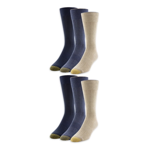 GOLDTOE Edition Men's Ribbed Dress Crew Socks, 6-Pack