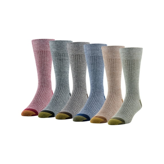 GOLDTOE Edition Mens Casual Ribbed Crew Socks, 6-Pack