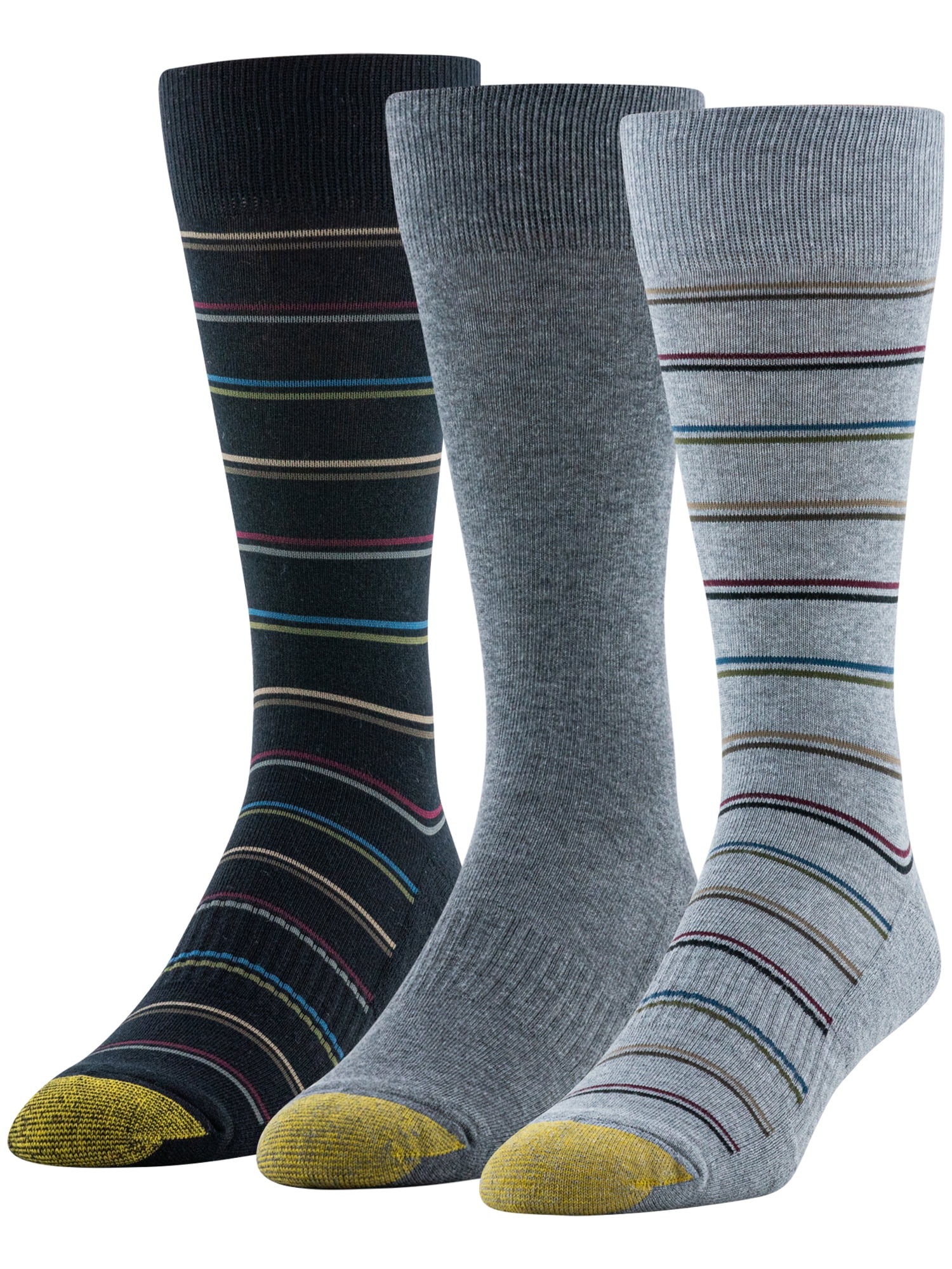 yellow and grey dress socks Goldtoe Edition Mens Comfort Crew Socks, 3-Pack, Men's, Size: Shoe Size: 6-12.5, Multicolor Groomsmen
