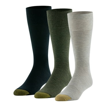 GOLDTOE Edition Mens Comfort Top Flat Crew Socks, 3-Pack