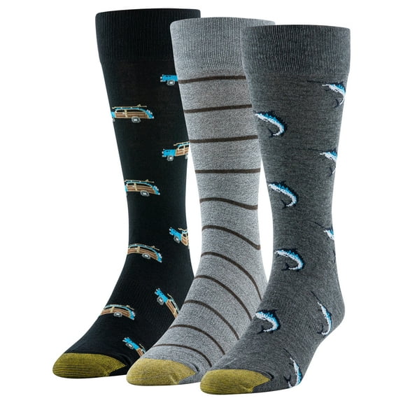 GOLDTOE Edition Mens Conversational Crew Socks, 3-Pack