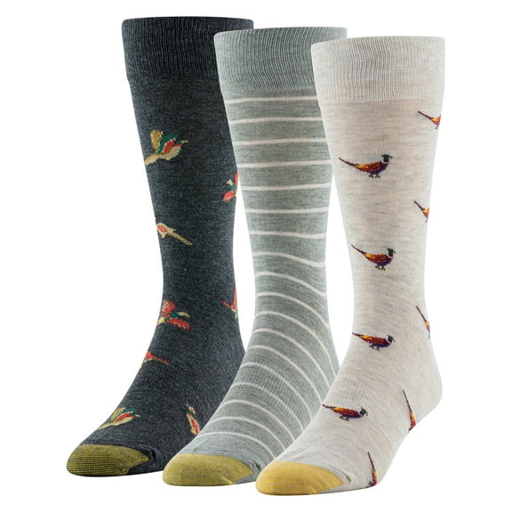 GOLDTOE Edition Mens Conversational Crew Socks, 3-Pack