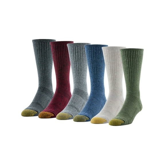 GOLDTOE Edition Mens Cushion Sole Crew Socks, 6-Pack