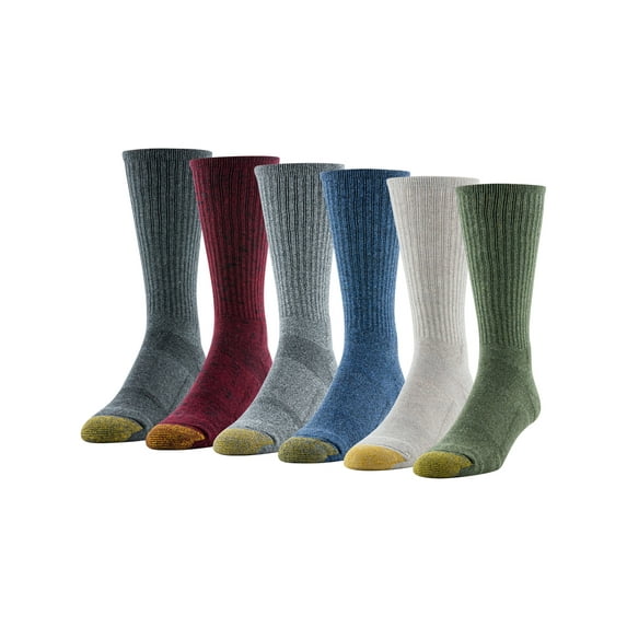 GOLDTOE Edition Mens Cushion Sole Crew Socks, 6-Pack