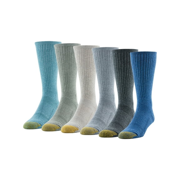 GOLDTOE Edition Mens Cushion Sole Crew Socks, 6-Pack