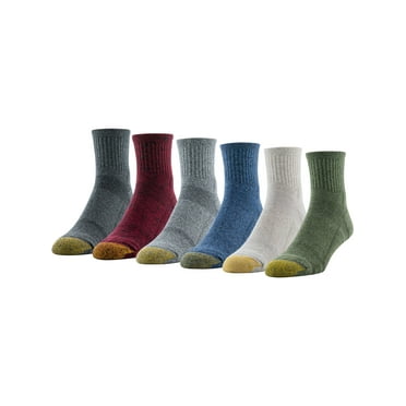 GOLDTOE Edition Mens Cushion Sole Quarter Socks, 6-Pack