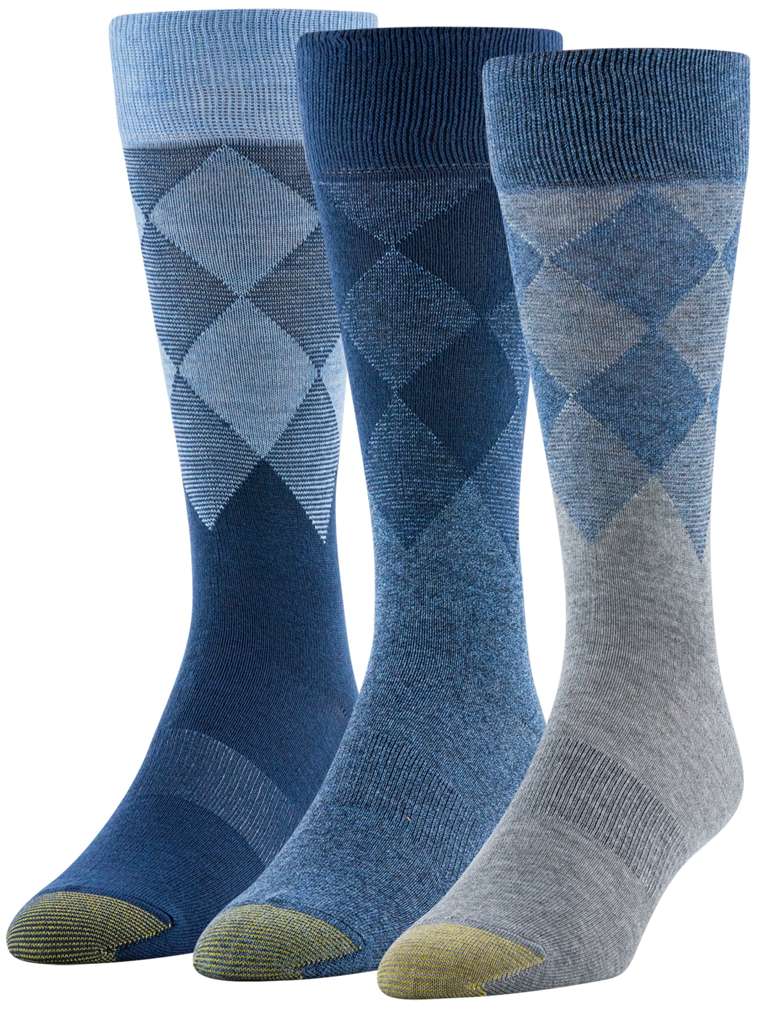 GOLDTOE Edition Mens Diamond Border Crew Socks, 3-Pack